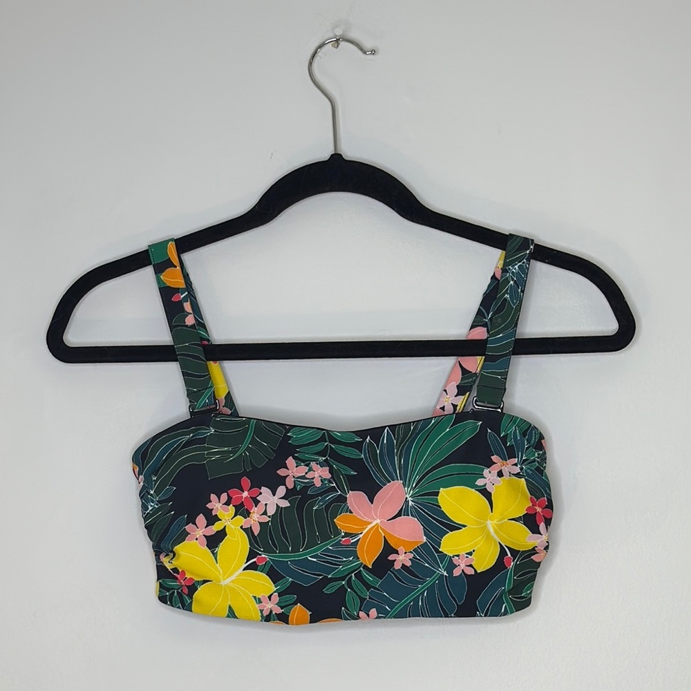 Old Navy Yellow and Pink Bikini Top Tropical Floral